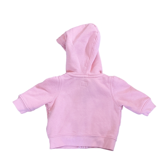 0-3 Months Baby Gap Pink Zip Up Hoodie with Embroidered Floral Detail - Picture 3 of 4